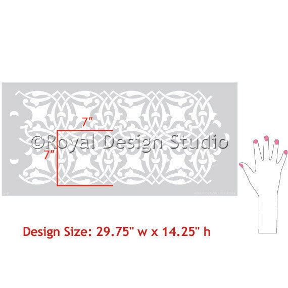 Intricate Detail Moroccan Border Stencils for Painting Walls - Royal Design Studio