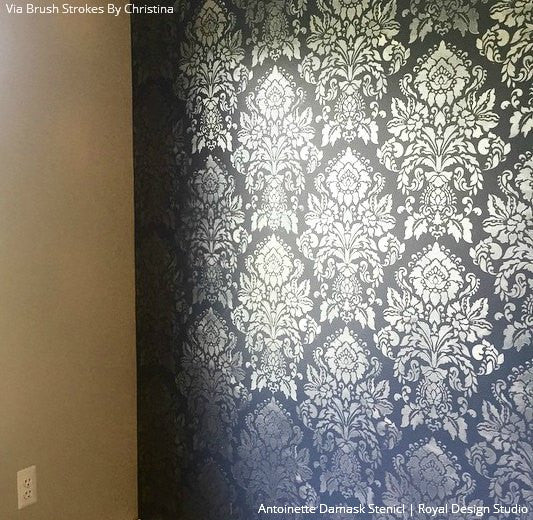 Large Damask Classic Wallpaper Wall Stencils for Decorative Painting Vintage Decor