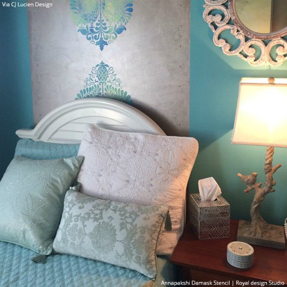 Annapakshi Indian Damask Wall Stencil