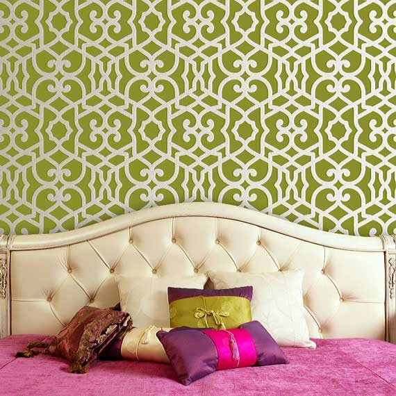 Colorful Wallpaper Look using Easy to Use Moroccan Stencils from Royal Design Studio