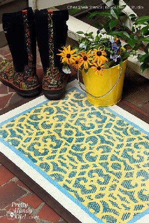 Outdoor DIY Idea - Exotic Patterns and Moroccan Designs on Painted Floor Rug Stencils - Royal Design Studio