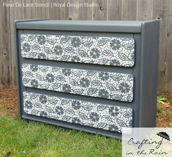 Furniture Lace Stencil Fleur de Lace Furniture Stencils for Painting Dressers and Table Tops - Royal Design Studio Stencils