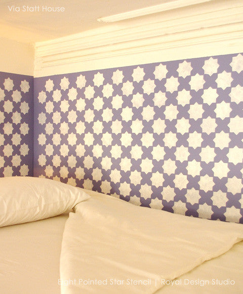 Gorgeous Room Makeover using Moroccan Stencils Eight Pointed Stars Wall Stencils - Royal Design Studio