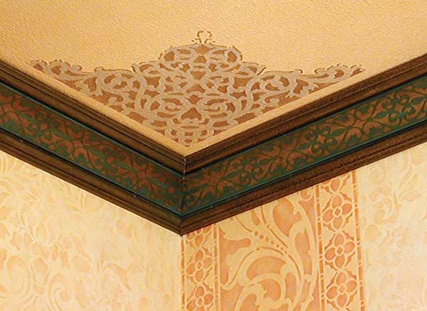 European Lace Corner Ceiling Stencils