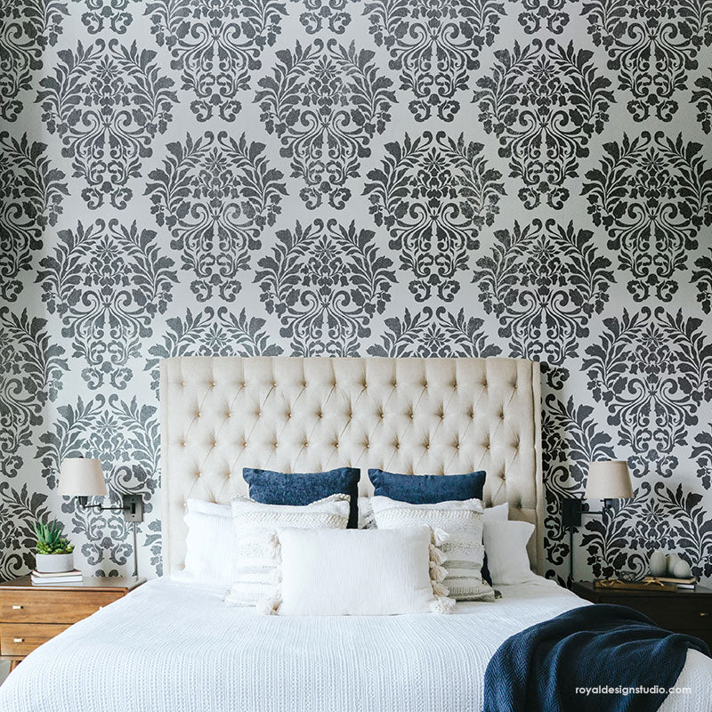 Fabric Damask Wall Stencil