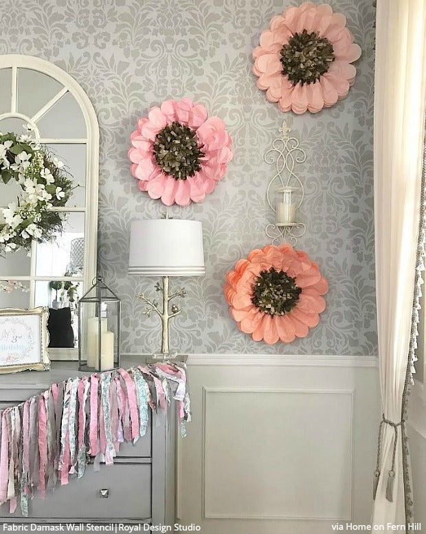 Fabric Damask Wall Stencil