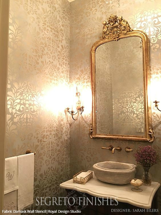 Fabric Damask Wall Stencil