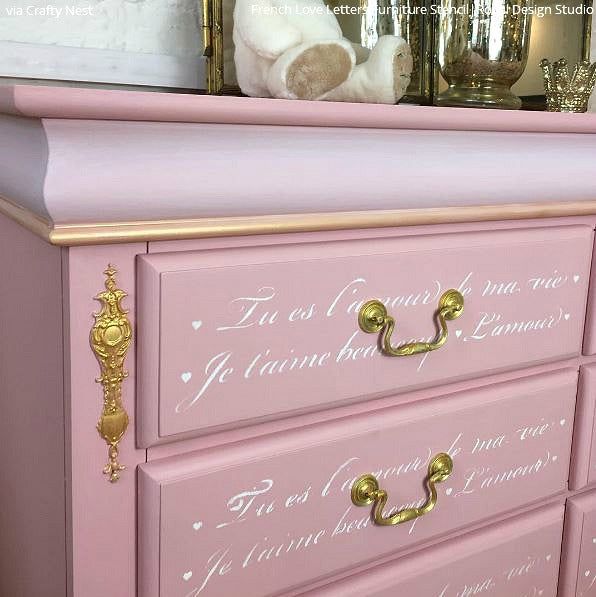 French Love Letters Furniture Stencil