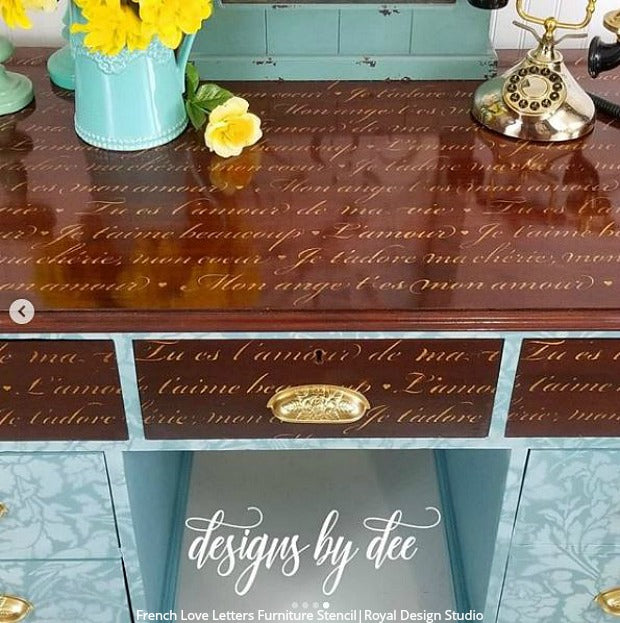 French Love Letters Furniture Stencil