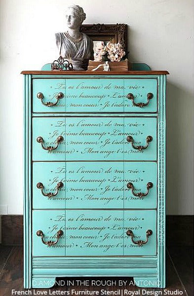 French Love Letters Furniture Stencil