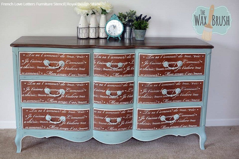 French Love Letters Furniture Stencil