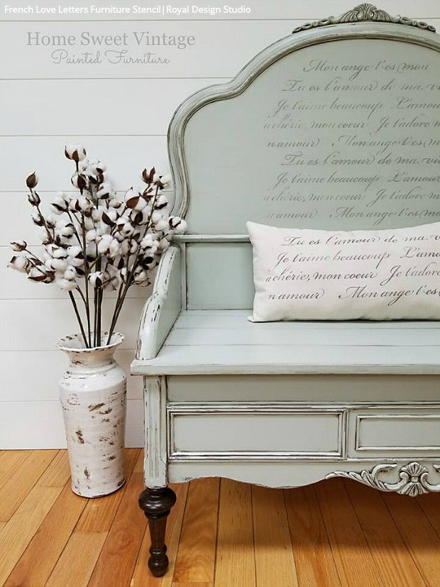 French Love Letters Furniture Stencil