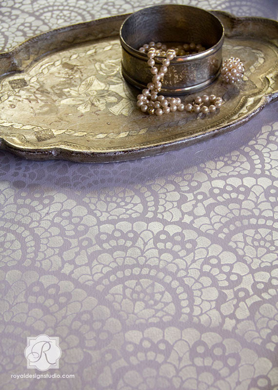 Spanish Lace Scallop Design - Painted Furniture Stencils - Royal Design Studio