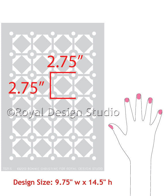 Modern Allover Wall Stencil, Diamonds & Dots, by Bonnie Christine for Royal Design Studio