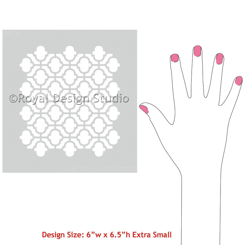 Paint Pillows, Wall Art, or Small Tables with Cashbah Trellis Moroccan Craft Stencils - Royal Design Studio