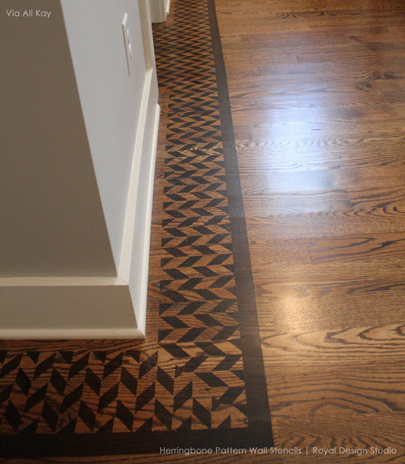 Herringbone Pattern Furniture Stencil by Royal Design Studio
