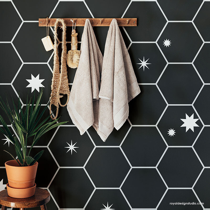 Upscaled Hexagon Tiles Stencil