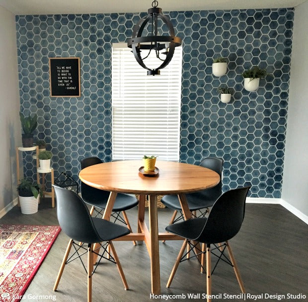 Honeycomb Hexagon Tiles Wall Stencil