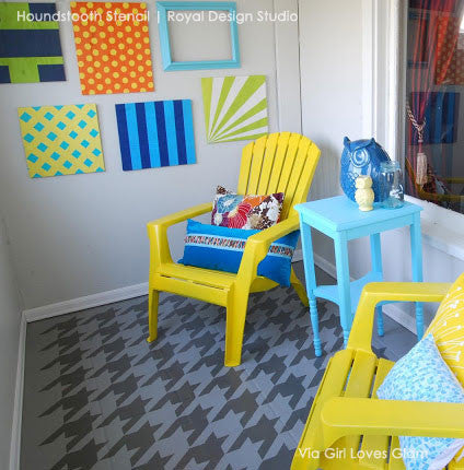 Classic, Retro, or Modern Houndstooth Pattern Floor Stencils for DIY Home Decor Decorating - Royal Design Studio