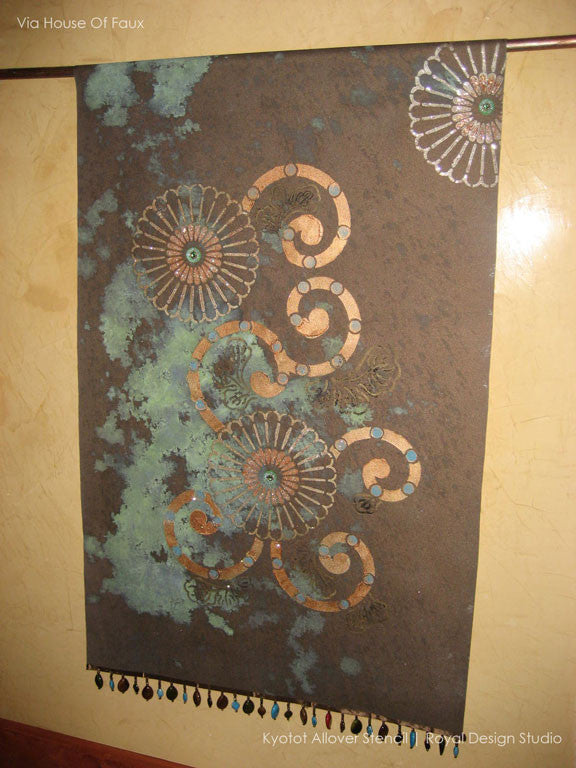 Oriental and Asian Design and Decor - Swirls and Flower Wall Stencils - Royal Design Studio