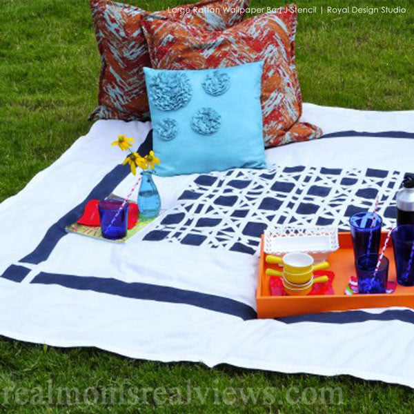 Classic and Retro Painted Furniture with Rattan Pattern - Royal Design Studio Wall Stencils
