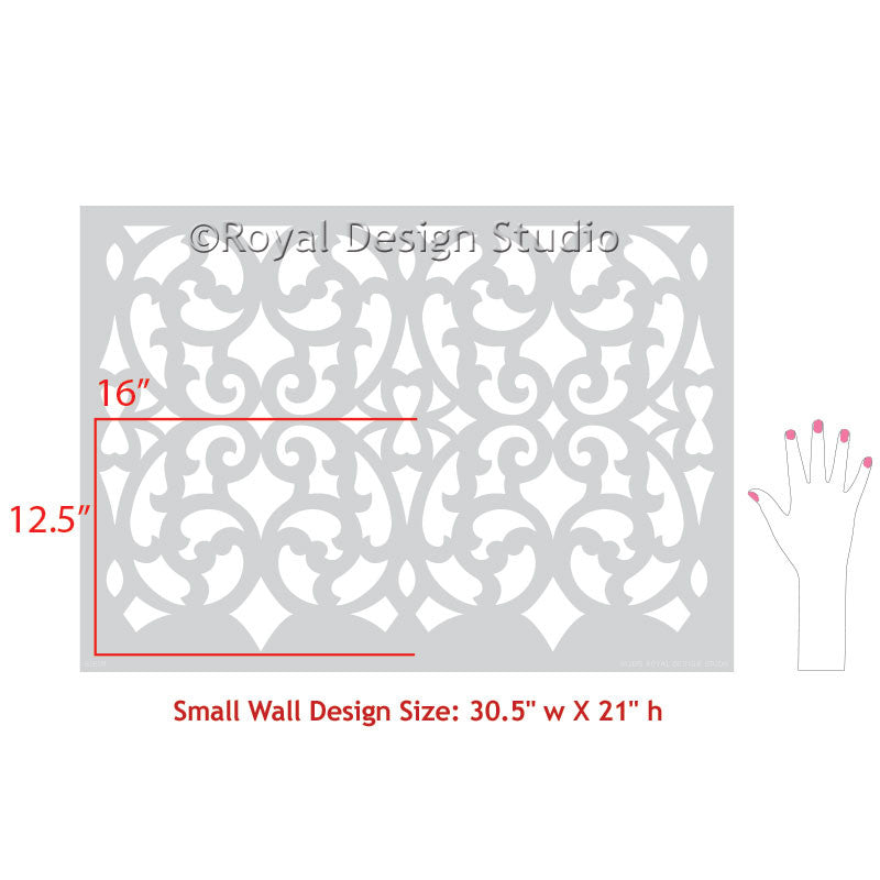 DIY Room Makeover using Exotic European Trellis Patterns and Designer Wallpaper Stencils - Mansion House Grille Trellis Wall Stencils - Royal Design Studio