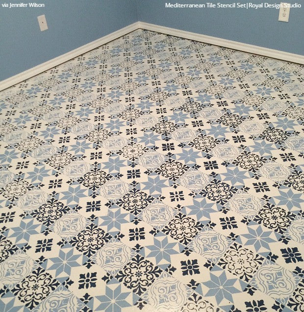 Chalk Paint Painted Floor Tile Stencils - Royal Design Studio