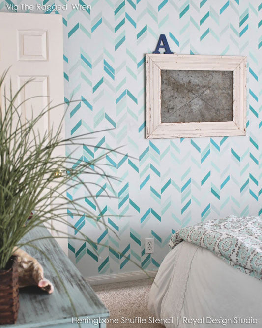 Herringbone Shuffle Wall Stencil