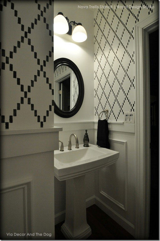 Modern and Geometric Designs for Walls - Royal Design Studio Dotted Diamond Harlequin Wall Stencil