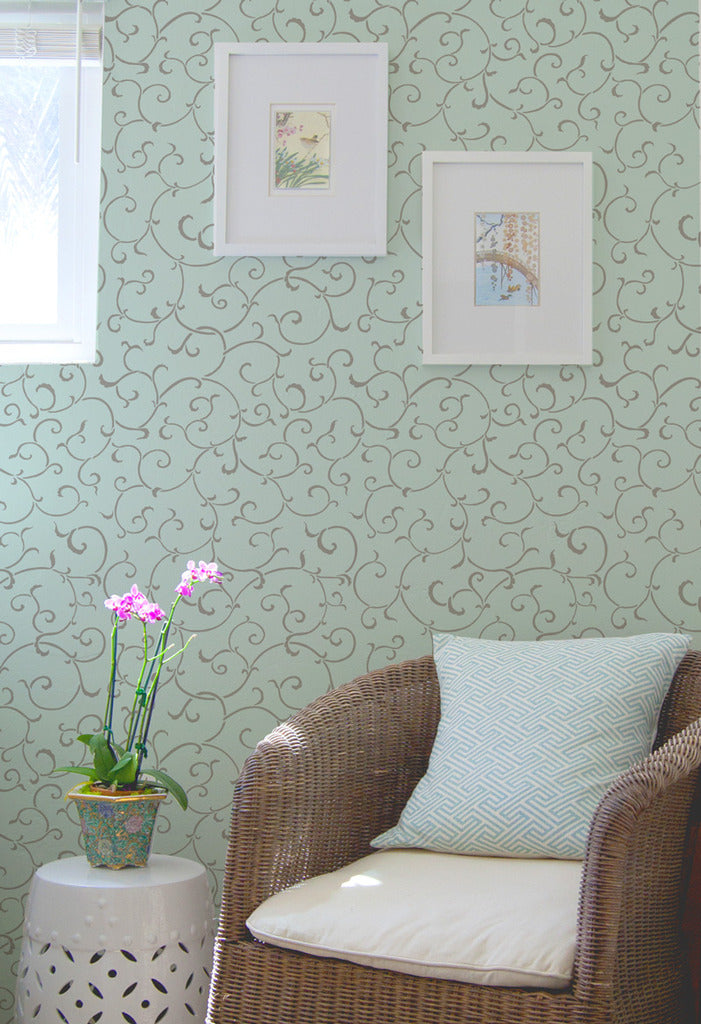 Oriental and Asian Designs - Allover Vine Wall Stencil Patterns - Royal Design Studio