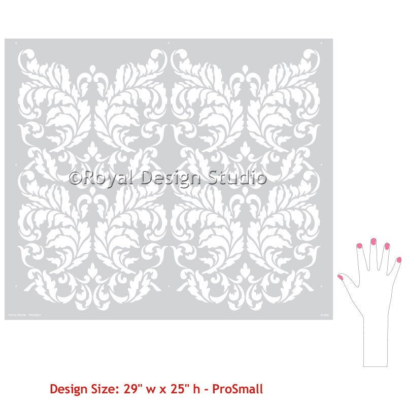 Acanthus Damask Wall Stencil - Royal Design Studio Stencils