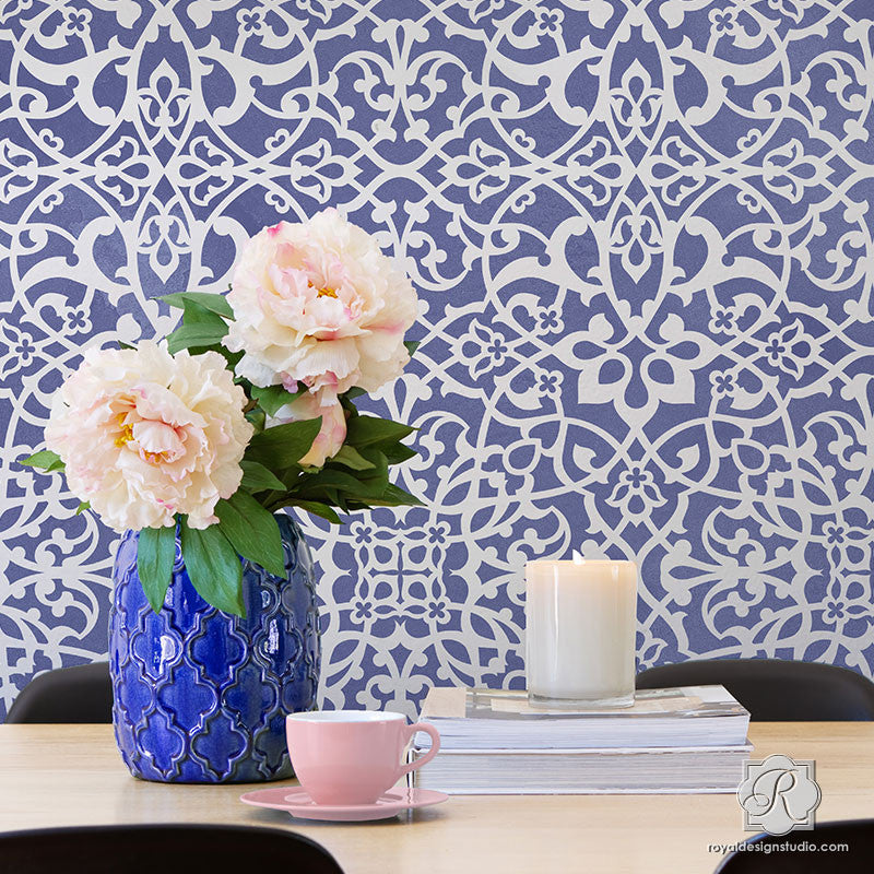 Trendy Wallpaper Designs with Pattern Wall Stencils - Easy DIY Decor Idea