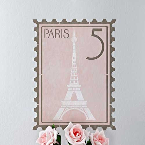 French Design Paris Postage Stamp Wall Art Stencil - Royal Design Studio