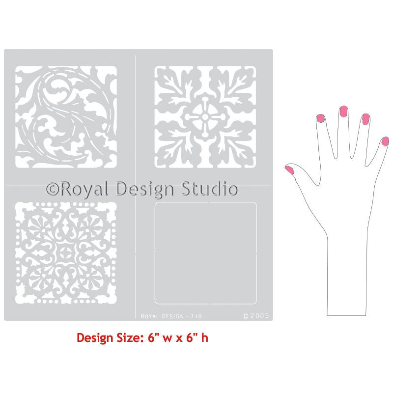 Classic European Tiles Stencils for Painting Walls and Furniture