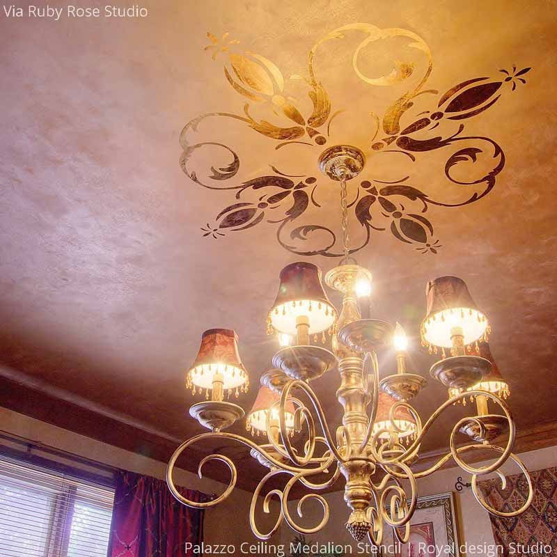 Elegant Grand DIY Painted Ceiling Designs - Italian and European Palazzo Ceiling Stencils - Royal Design Studio