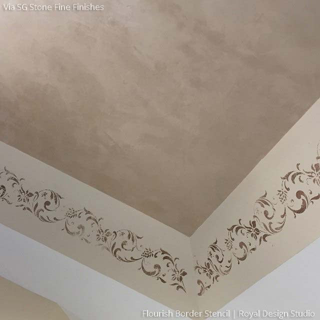 Flourish Flower Floral Border Stencils for Walls and Ceilings - Royal Design Studio