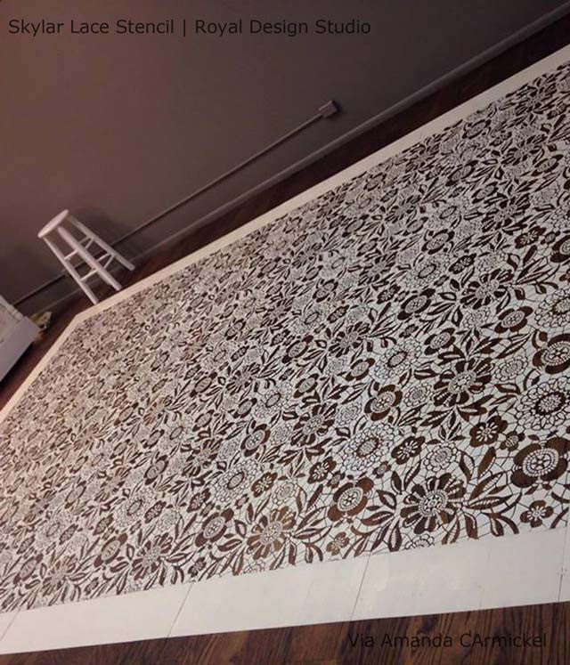 Skylars Lace Floral and Flower Stencils for Painting DIY Wallpaper, Floors, Ceilings - Royal Design Studio