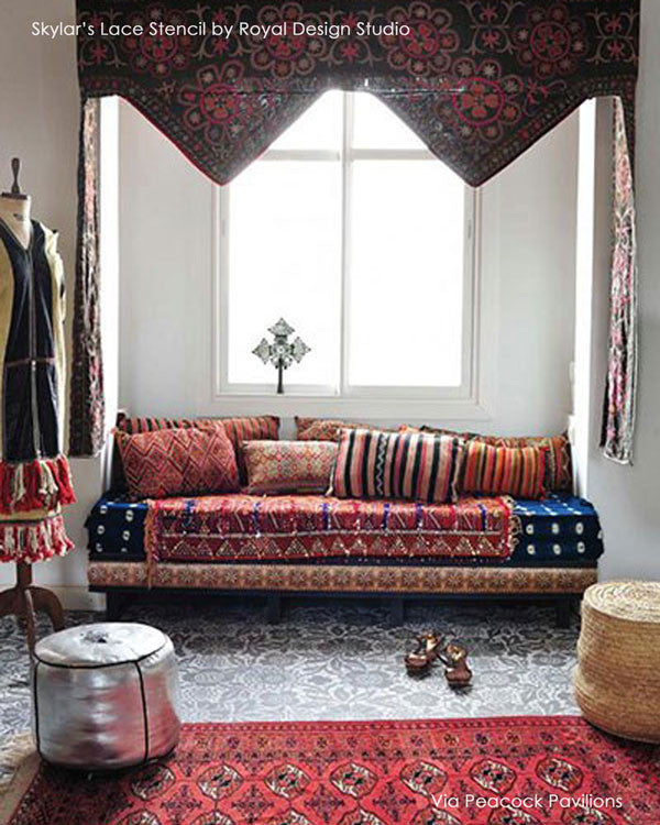 Exotic Home Decor Designs with Lace Floor Stencils - Royal Design Studio