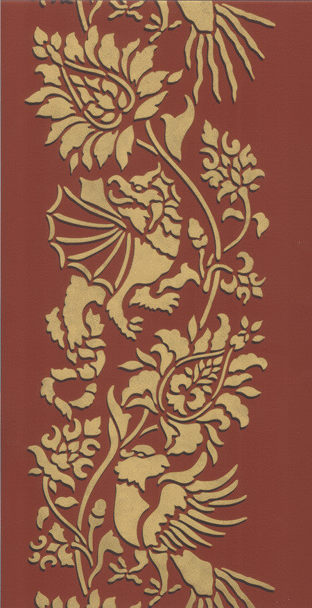 Small Oriental Brocade Wall Stencils