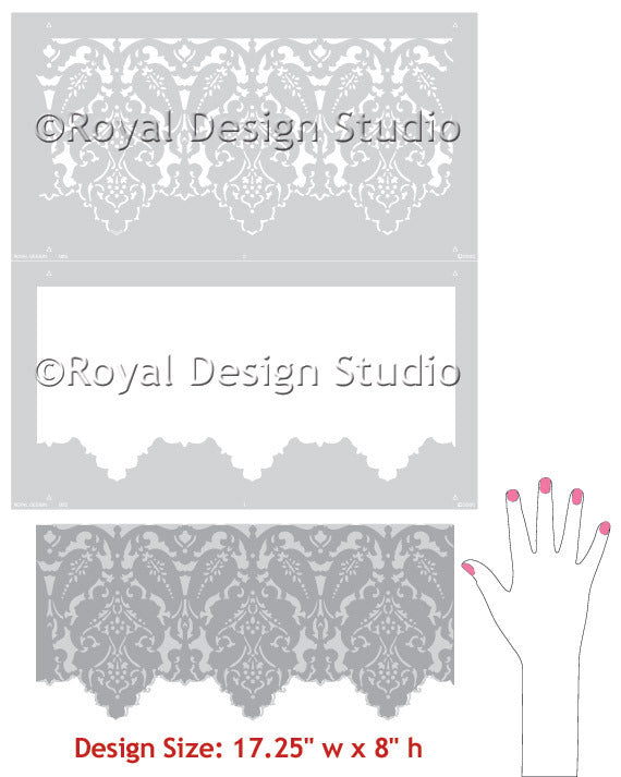 Turkish Designs Lace Border Furniture Stencils - Royal Design Studio                