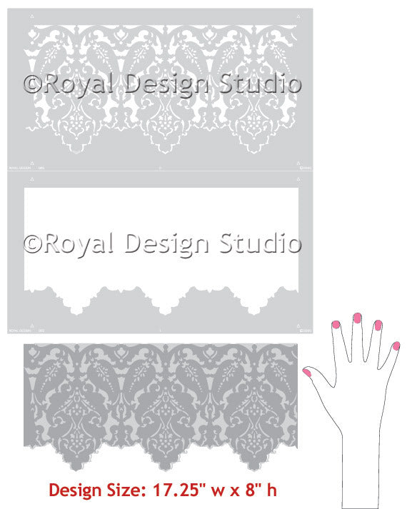 Turkish Designs Lace Border Furniture Stencils - Royal Design Studio