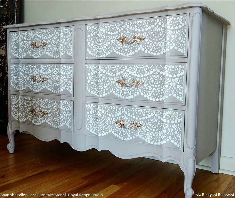 Spanish Lace Scallop Furniture Stencil