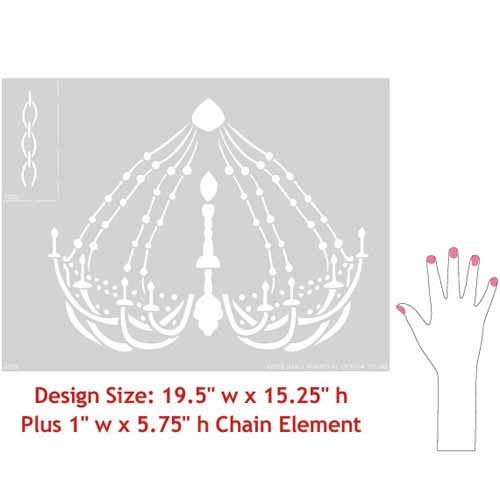 Chandelier wall stencils for cute baby girl nursery decor - Royal Design Studio