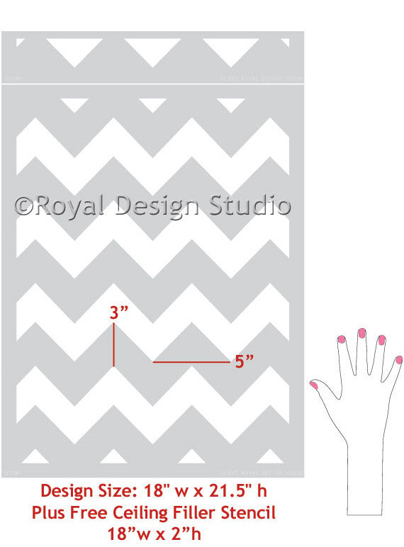 Modern and Classic Patterns for Painting Walls - Chevron Wall Stencils - Royal Design Studio