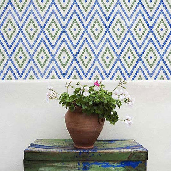 Hexagons Border Moroccan Stencil