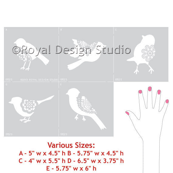 Wall Art Lace Bird Stencil Set - Royal Design Studio Stencils