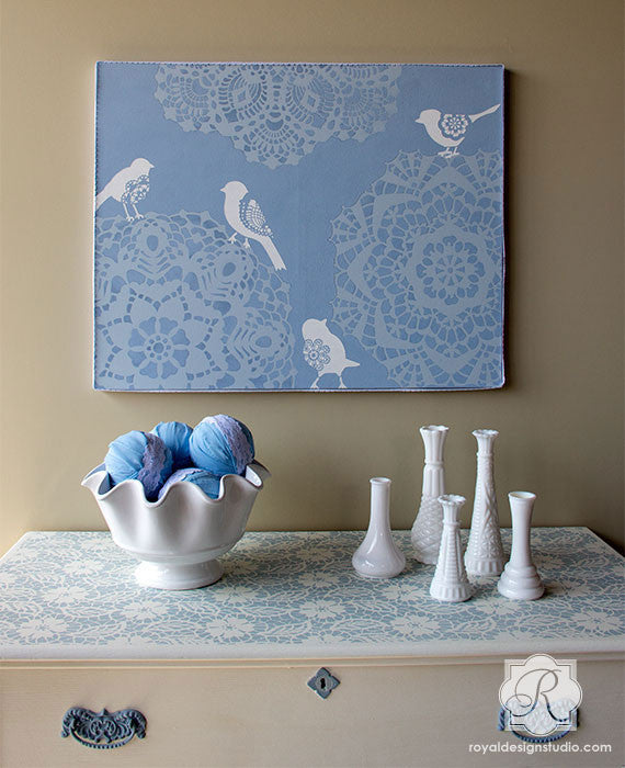 Wall Art Lace Bird Stencil Set - Royal Design Studio Stencils