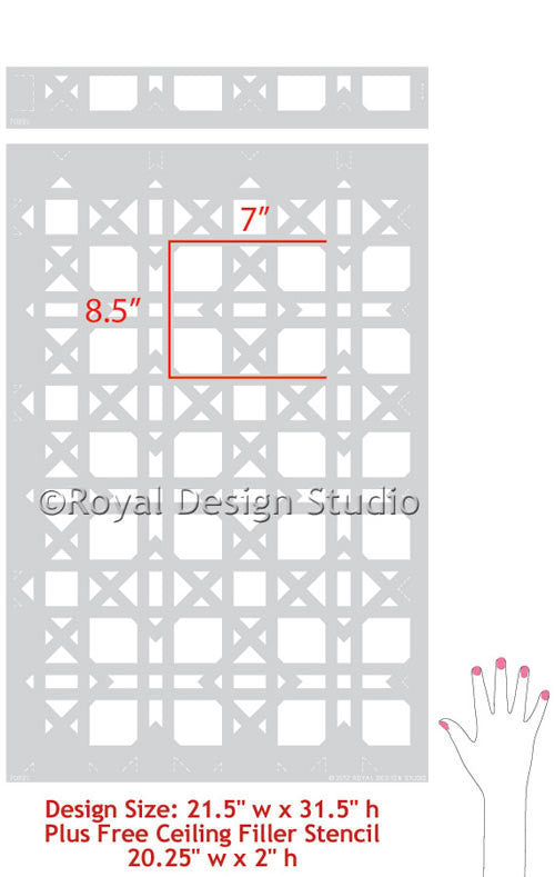Classic and Retro Wallpaper with Rattan Pattern - Royal Design Studio Wall Stencils 