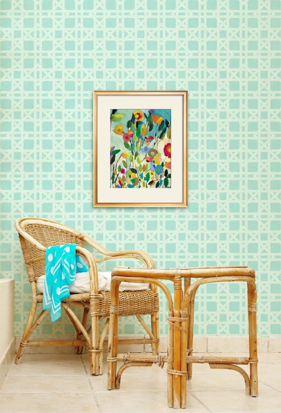 Classic and Retro Wallpaper with Rattan Pattern - Royal Design Studio Wall Stencils