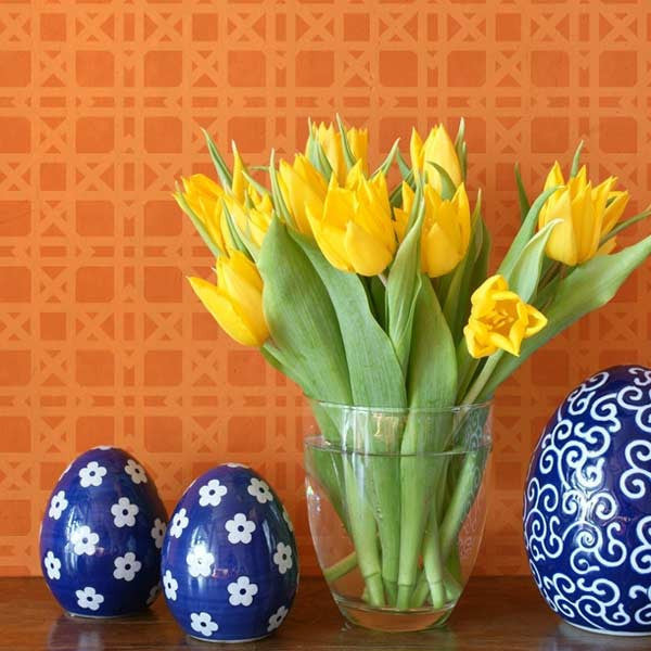 Classic and Retro Wallpaper with Rattan Pattern - Royal Design Studio Wall Stencils
